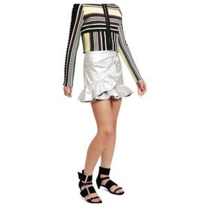 OPENING CEREMONY METALLIC RUFFLE SKIRT IN SILVER